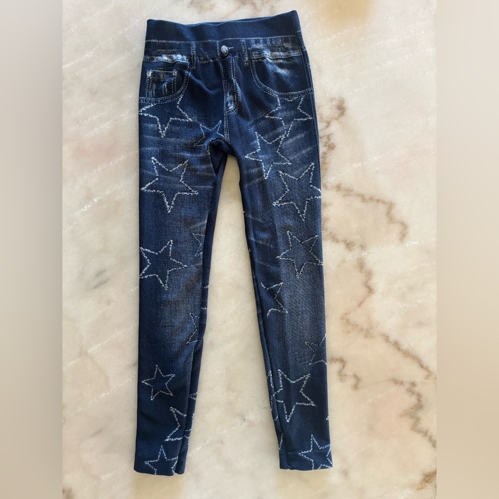 Star Patterned Blue Jeans Kids